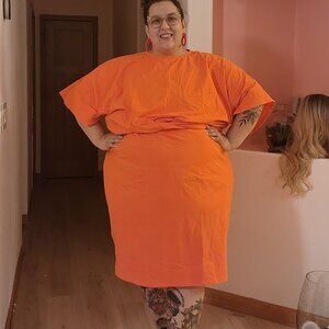 Eloquii orange tshirt dress with front wrap